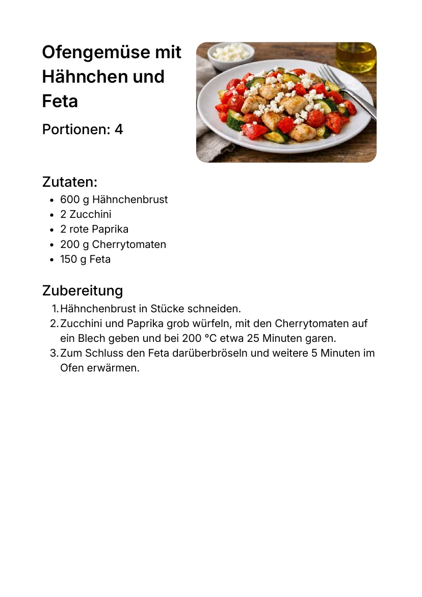 Vorschau: Gerichte mit 5 Zutaten